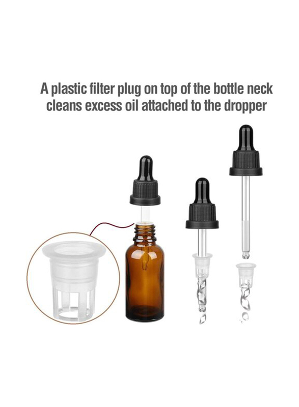 Dreamslink Amber Refillable Empty Glass Bottles Set with Dropper, 30ml x 6 Pieces, Orange/Black