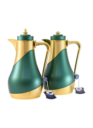 Home Maker 1 Ltr 2-Piece Vacuum Flask Set, RL-MGNG, Green/Gold