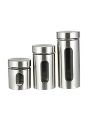 Harmony Glass Canister, 740ml/500ml/325ml, 3 Pieces, Silver/Clear