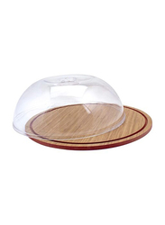 26cm Round Wooden Cake Serving Plate with Lid, Brown