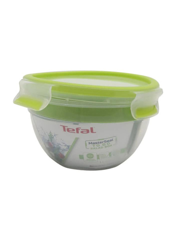 Tefal 1 Ltr Round Masterseal To Go Salad Bowl, Clear