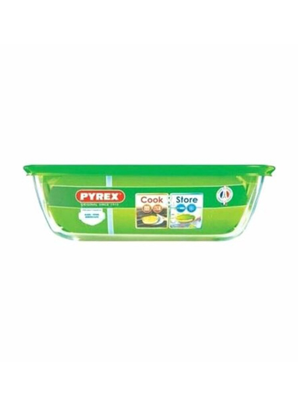 Pyrex 350ml Cook and Store Square Dish with Lid, Green