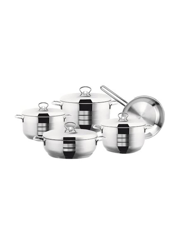 Home Maker Pera Stainless Steel Cookware Set, 9 Pieces, Silver