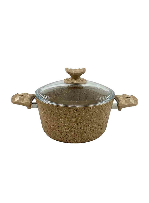 Home Maker 26cm Granite Round Casserole, Light Brown