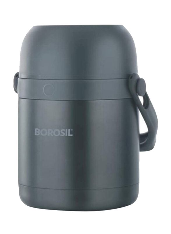 Borosil Hot N Fresh 2 Layer Stainless Steel Insulated Lunchbox, 1.3 Liter, Grey