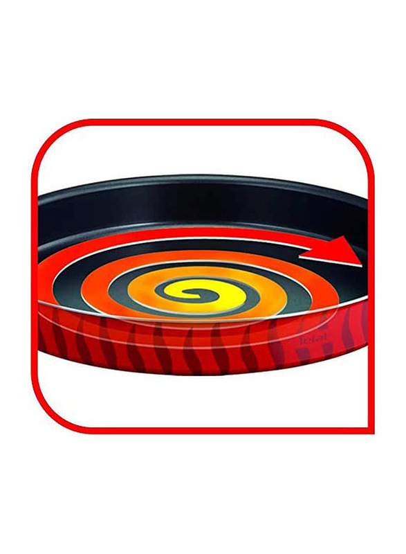 Tefal 38cm Tempo Flame Round Kebbe Oven Dish, Red/Black