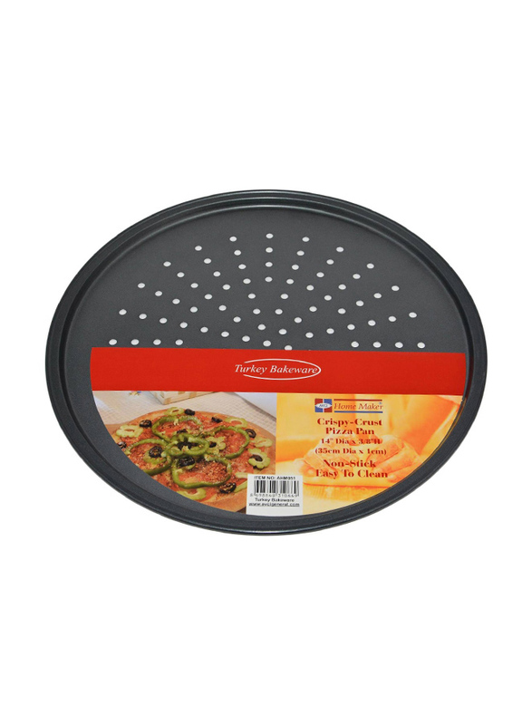 Home Maker 35cm Crispy-Crust Round Non-Stick Pizza Pan, Black