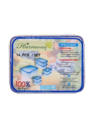 Harmony Microwave Container Set, 14 Pieces, Clear/Blue