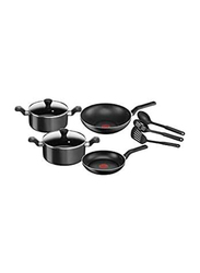 Tefal 9-Piece Aluminium Super Cook Non-Stick Cookware Set, Black
