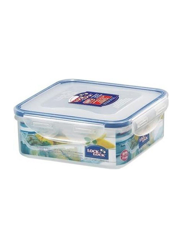 Lock & Lock Classic Square Food Container, 870ml, Clear/Blue