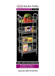 Feelings 4 Layers Stainless Steel Kitchen Vegetable Trolley, 51 x 75 x 28.5cm, Silver