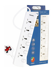 Philips Power Multiplier 5-Way Extension Socket with 4 Meter Cable, NB-0003, White