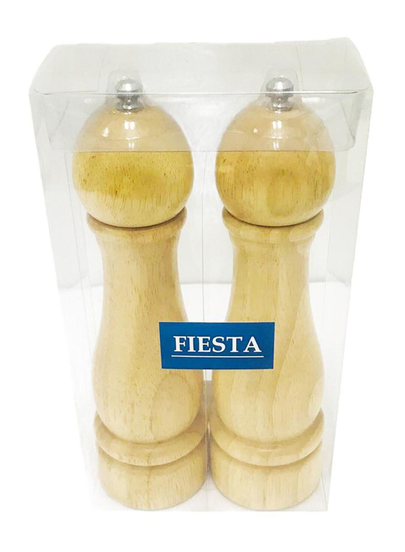 Fiesta 8-inch 2-Piece Wooden Salt and Pepper Grinder, Beige