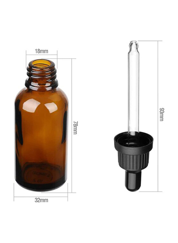 Dreamslink Amber Refillable Empty Glass Bottles Set with Dropper, 30ml x 6 Pieces, Orange/Black