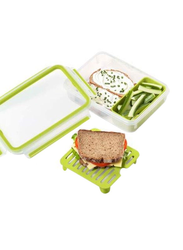 Tefal Master Seal To Go Rectangular Brunch Box, 1.2 Liter, Clear/Green