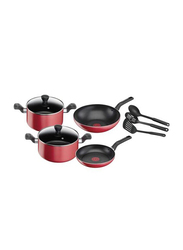 Tefal 9-Piece Non-Stick Simply Chef Cookware Set, Red