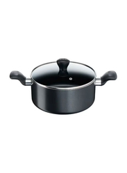 Tefal 22cm Super Cook Aluminum Non-Stick Stew Pot With Lid, Black/Clear