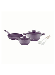 Home Maker EVA Granite Cookware Set, 7 Pieces, Violet/White