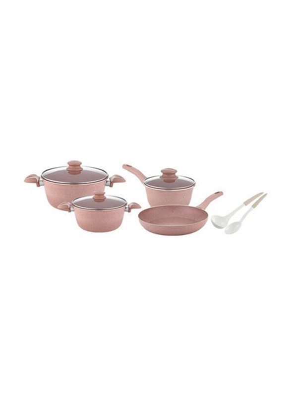 Home Maker Vega Cookware Set, 9 Pieces, Pink
