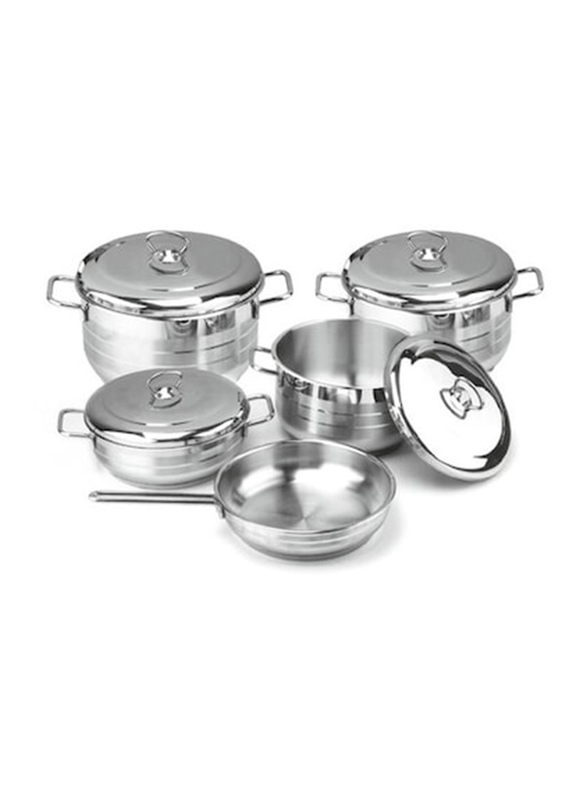 Home Maker Pera Stainless Steel Cookware Set, 9 Pieces, Silver