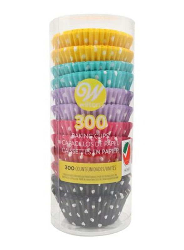 Wilton 300-Piece Polka Dots Printed Baking Cups, Multicolour