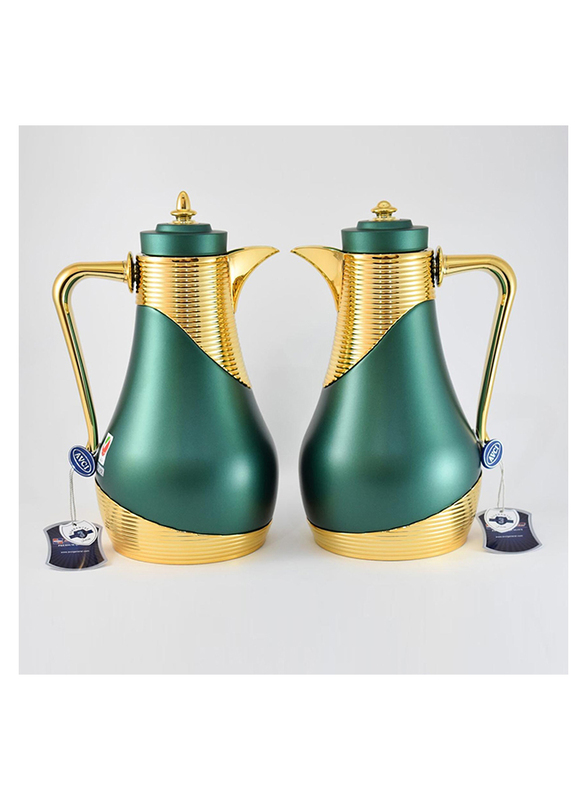 Home Maker 1 Ltr 2-Piece Vacuum Flask Set, RL-MGNG, Green/Gold
