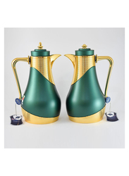 Home Maker 1 Ltr 2-Piece Vacuum Flask Set, RL-MGNG, Green/Gold