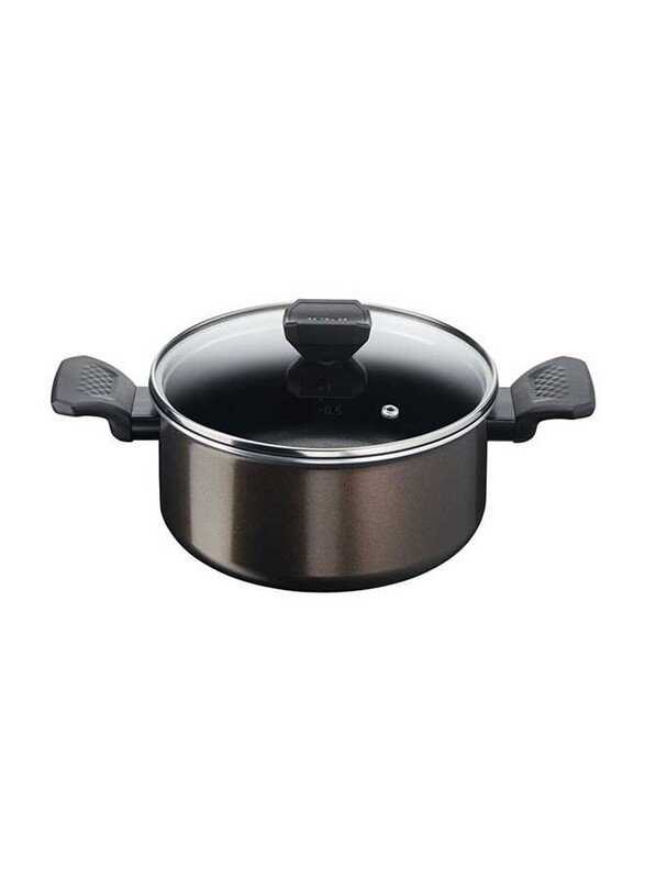 Tefal 30cm Easy Cook and Clean Aluminium Round Stew Pot with Lid, Black