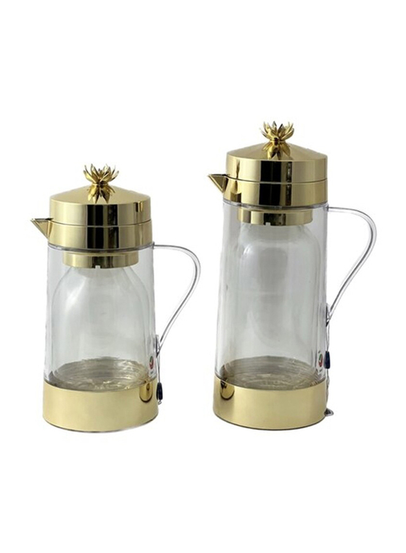 Home Maker 2-Piece Tea And Coffee Vacuum Flask Set with 1L & 1.3L Capacity, Gold