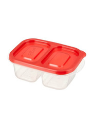 Lock & Lock EZ Lock Easy Plastic Rectangular Food Container, HLE7204, 260ml, 2 Pieces, Clear/Red