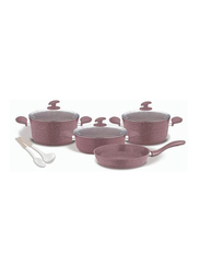 Home Maker Granite Cookware Set, 9 Pieces, Rose Gold/White