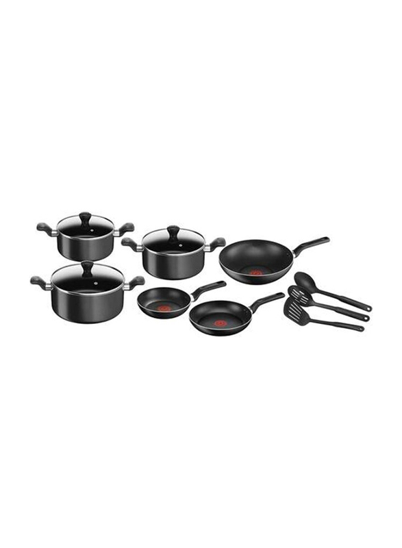 Tefal 12-Piece Non-Stick Super Cook Cookware Set, Black
