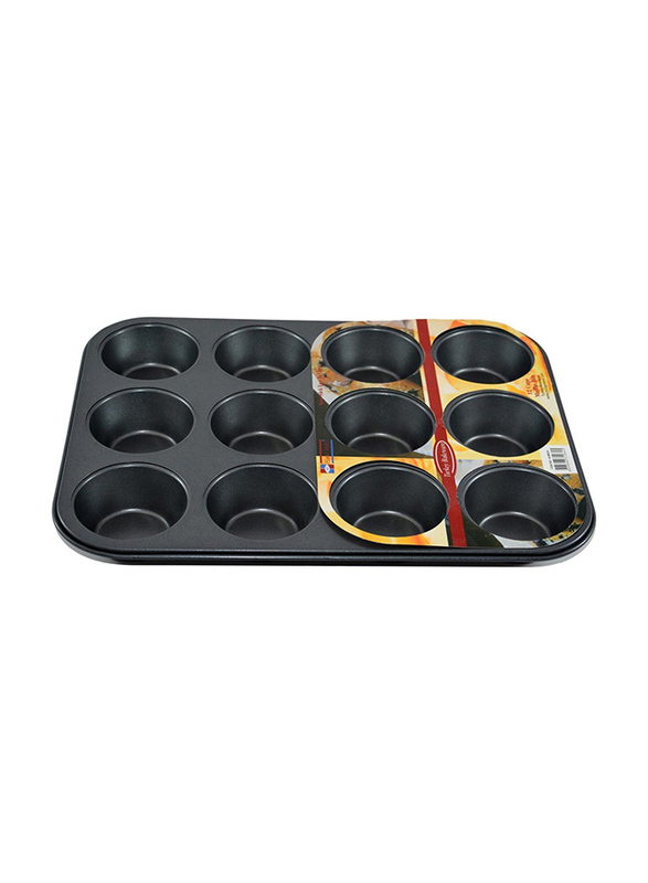 Home Maker 12 Cup Muffin Baking Pan, Black