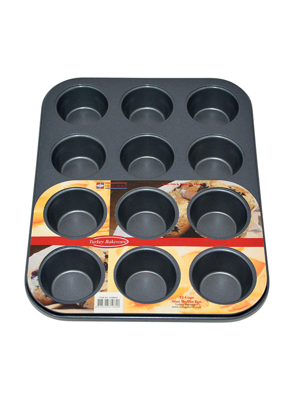 Home Maker 12 Cups Mini Muffin Baking Pan, Black