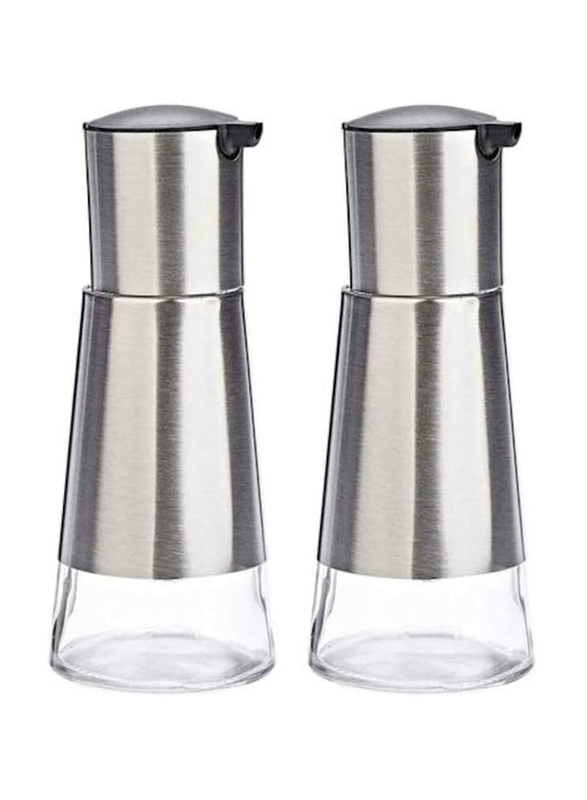 Harmony 260ml 2-Piece Round Oil And Vinegar Bottle Set, Silver