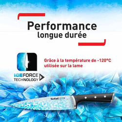Tefal 11cm 4-Piece Ingenio Ice Force Steak Knives, K232s414, Black/Silver