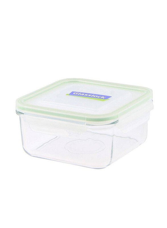 

Glasslock Square Food Container, 1.2 Liters, Clear/Green