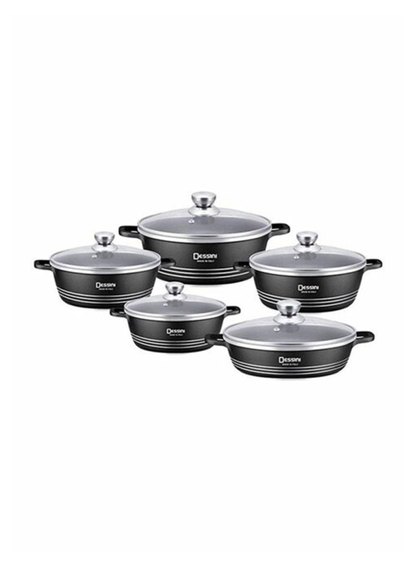 Dessini 10-Piece Non-Stick Cookware Set, Black