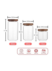 Star Cook Glass Food Storage Jars with Wood Lid Set, 3 Pieces, Clear