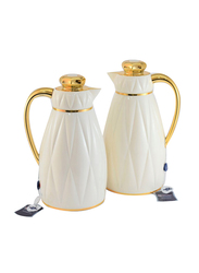 Homemaker 2-Piece Vacuum Flask Set with 1L & 1.3L Capacity, White