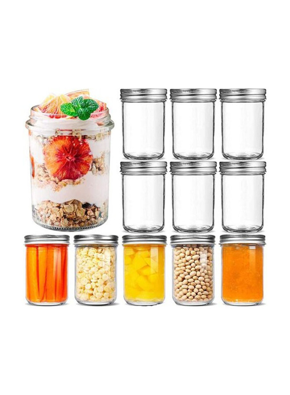 Star Cook Mason Jars with Airtight Metal Regular Lids, 12 x 250ml, Clear/Silver