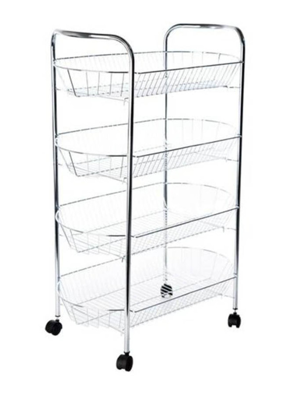 Feelings 4 Layers Stainless Steel Kitchen Vegetable Trolley, 51 x 75 x 28.5cm, Silver