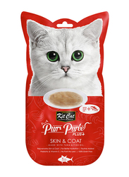 Kit Cat Purr Puree Plus Skin & Coat with Tuna and Fish Oil Grain Free Wet Cat Food, 4 x 15g