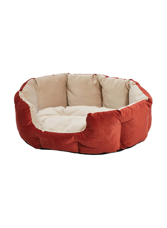 

Midwest Quiet Time Deluxe Tulip Pet Bed, 90 x 68 x 25cm, Red/Brown