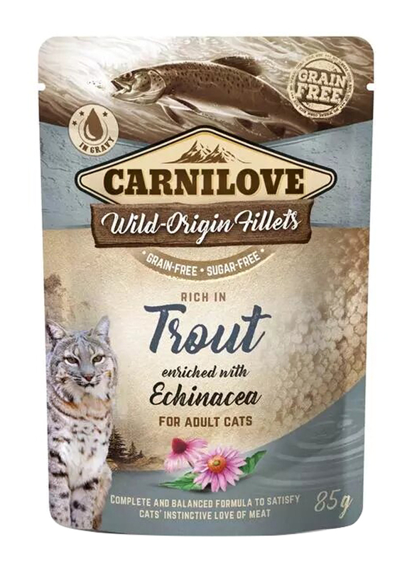Carnilove Trout Enriched With Echinacea for Adult Cats Wet Food, 24 x 85gm