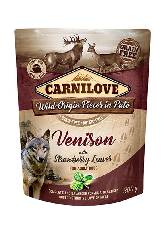 Carnilove Venison With Strawberry Leaves for Adult Dogs Wet Food, 12 x 300gm