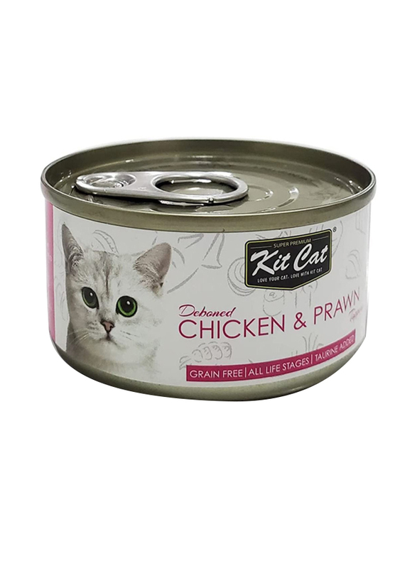 Kit Cat Super Premium Wet Cat Food with Deboned Chicken & Prawn for All Life Stages, 80g