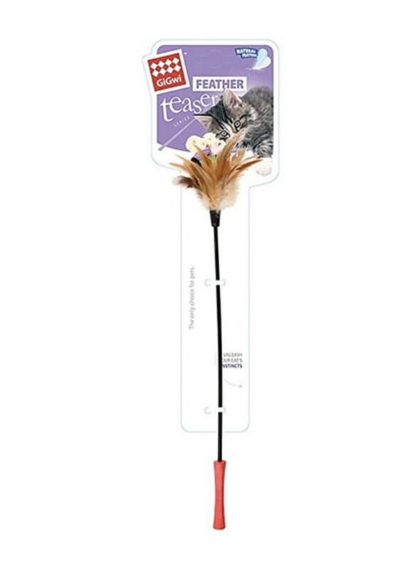 

Gigwi Brown Stick Teaser Cat Toy with Feathers, 1 Piece, Brown