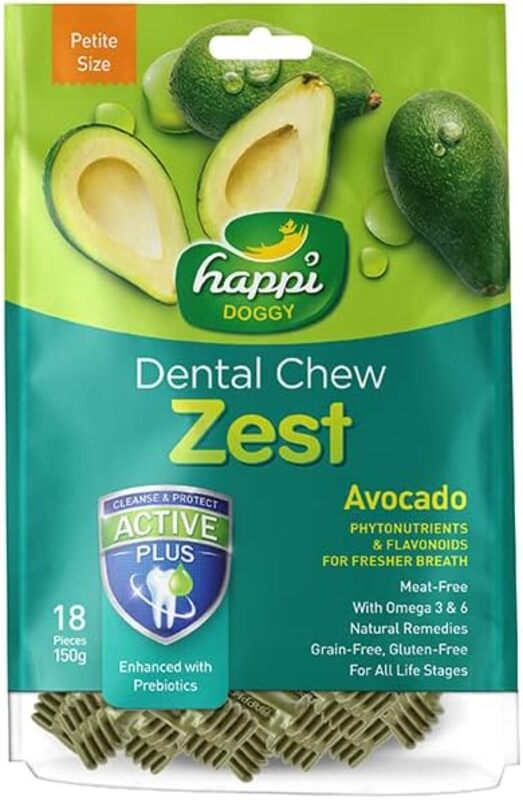 happi doggy dental chew zest avocado 150grm