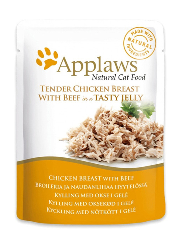 Applaws Natural Tender Chicken Breast & Beef in Jelly Wet Cat Food, 16 x 70g